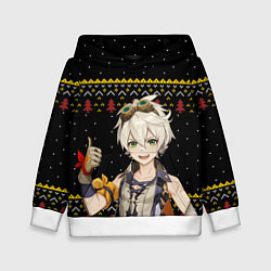 Толстовка-худи детская БЕННЕТ НОВОГОДНИЙ, цвет: 3D-белый