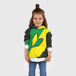 Толстовка-худи детская JDM GREEN YELLOW LOGO, цвет: 3D-белый — фото 2