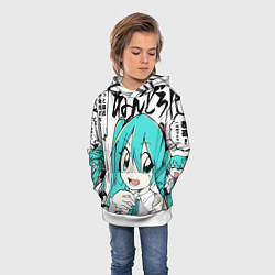 Толстовка-худи детская Hatsune Miku Vocaloid, цвет: 3D-белый — фото 2