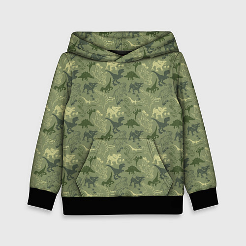 Детская толстовка Динозавры - Камуфляж / 3D-Черный – фото 1