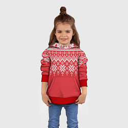 Толстовка-худи детская Knitted Pattern, цвет: 3D-красный — фото 2
