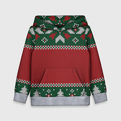 Толстовка-худи детская Knitted Christmas Pattern, цвет: 3D-меланж