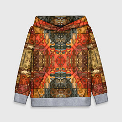 Толстовка-худи детская Коллекция Фрактальная мозаика Оранжевый, цвет: 3D-меланж