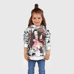 Толстовка-худи детская Незуко Камадо на манге, цвет: 3D-белый — фото 2