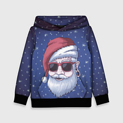 Толстовка-худи детская САНТА ХИПСТЕР SANTA HIPSTER, цвет: 3D-черный