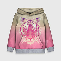 Толстовка-худи детская Тигр лоу поли, цвет: 3D-меланж