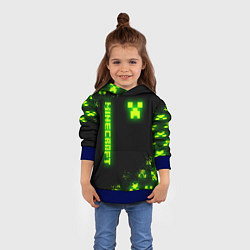 Толстовка-худи детская MINECRAFT NEON LOGO CREEPER, цвет: 3D-синий — фото 2