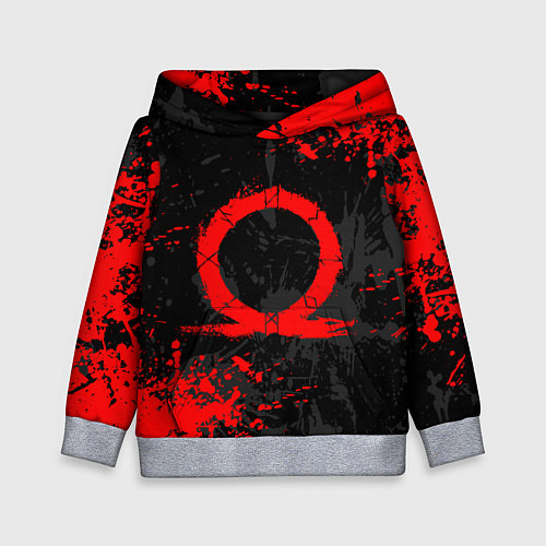 Детская толстовка GOD OF WAR LOGO RED, БРЫЗГИ КРАСОК / 3D-Меланж – фото 1