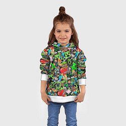 Толстовка-худи детская МАЙНКРАФТ ВСЕ ГЕРОИ И ПРЕДМЕТЫ, цвет: 3D-белый — фото 2