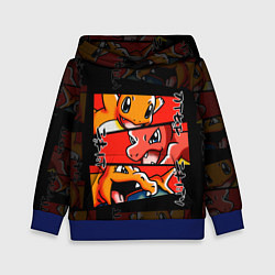 Толстовка-худи детская РЫЖИЙ ДРАКОН ПОКЕМОНЫ ЧАРМАНДЕР, цвет: 3D-синий