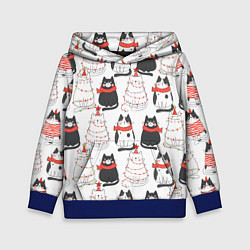 Толстовка-худи детская НОВОГОДНИЕ КОТИКИ 2022, цвет: 3D-синий