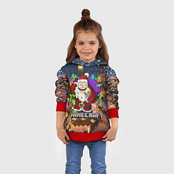 Толстовка-худи детская НОВОГОДНЯЯ ЁЛКА В МАЙНКРАФТ SANTA CLAUS, цвет: 3D-красный — фото 2