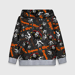 Толстовка-худи детская КОРОЛЬ И ШУТ РУССКИЙ РОК УЗОР, цвет: 3D-меланж