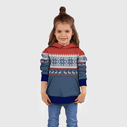 Толстовка-худи детская НОВОГОДНИЙ УЗОР С ОЛЕНЯМИ, цвет: 3D-синий — фото 2