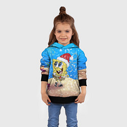 Толстовка-худи детская НОВОГОДНИЙ ГУБКА БОБ КВАДРАТНЫЕ ШТАНЫ, цвет: 3D-черный — фото 2