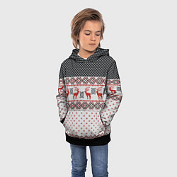 Толстовка-худи детская НОВОГОДНИЙ УЗОР, цвет: 3D-черный — фото 2