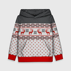 Толстовка-худи детская НОВОГОДНИЙ УЗОР, цвет: 3D-красный