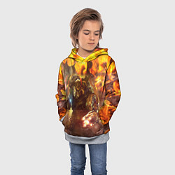Толстовка-худи детская CYBER DEMON IN FIRE DOOM BOSS, цвет: 3D-меланж — фото 2