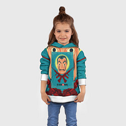 Толстовка-худи детская БУМАЖНЫЙ ДОМ ПОСТЕР, МАСКА ДАЛИ ЛОГО, цвет: 3D-белый — фото 2