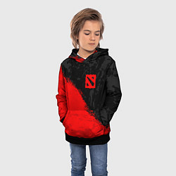 Толстовка-худи детская DOTA 2 RED LOGO, БРЫЗГИ КРАСОК, цвет: 3D-черный — фото 2