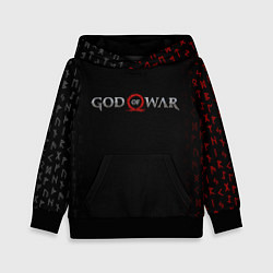 Толстовка-худи детская GOD OF WAR LOGO, РУНЫ, цвет: 3D-черный