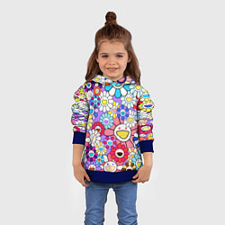 Толстовка-худи детская Цветы Takashi Murakami, цвет: 3D-синий — фото 2