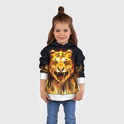 Толстовка-худи детская Тигр В Пламени, цвет: 3D-белый — фото 2