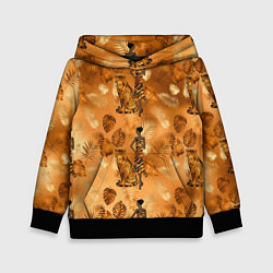 Толстовка-худи детская Дама с тигром, цвет: 3D-черный