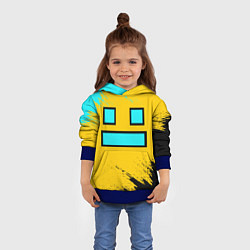 Толстовка-худи детская GEOMETRY DASH SMILE БРЫЗГИ КРАСОК, цвет: 3D-синий — фото 2
