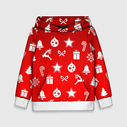 Детская толстовка Новогодний узор красный градиент