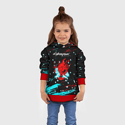 Толстовка-худи детская Cyberpunk 2077 Белый снег, цвет: 3D-красный — фото 2