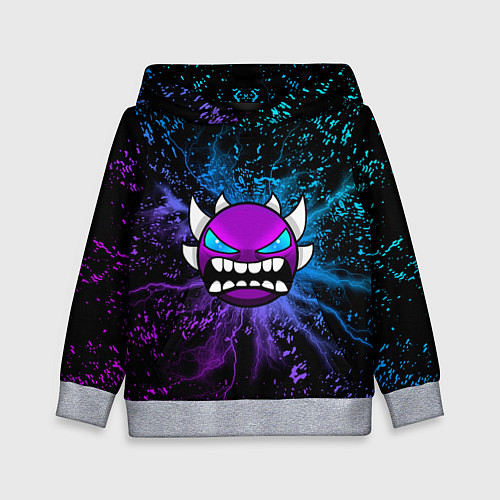 Детская толстовка Geometry Dash - Грозовой смайл / 3D-Меланж – фото 1