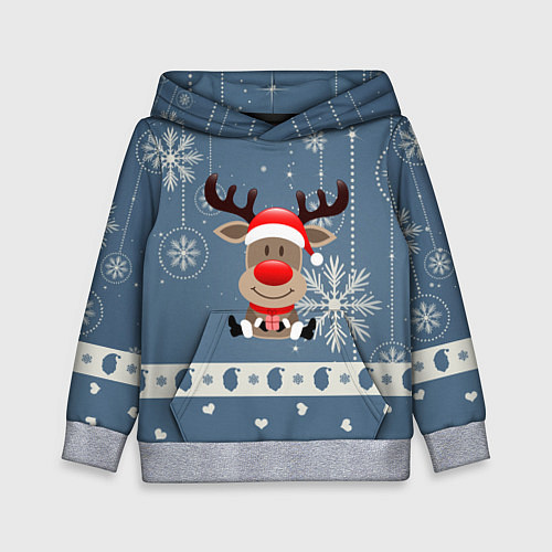 Детская толстовка New Years Deer / 3D-Меланж – фото 1