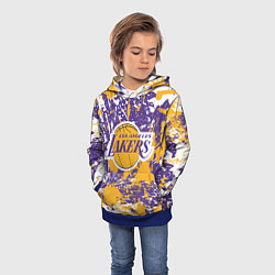 Толстовка-худи детская LAKERS ФИРМЕННЫЕ ЦВЕТА БРЫЗГИ КРАСОК LA, цвет: 3D-синий — фото 2
