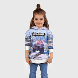 Толстовка-худи детская SnowRunner Гонки по бездорожью, цвет: 3D-белый — фото 2