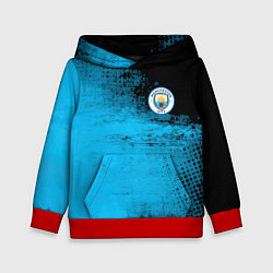Толстовка-худи детская Manchester City голубая форма, цвет: 3D-красный