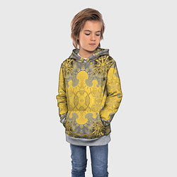 Толстовка-худи детская Коллекция Фрактальная мозаика Желтый на черном 573, цвет: 3D-меланж — фото 2