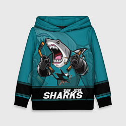 Толстовка-худи детская San Jose Sharks, Сан Хосе Шаркс, цвет: 3D-черный