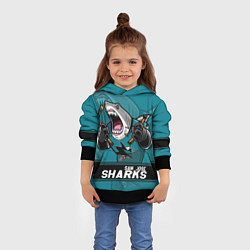 Толстовка-худи детская San Jose Sharks, Сан Хосе Шаркс, цвет: 3D-черный — фото 2
