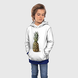 Толстовка-худи детская Pineapple watercolor, цвет: 3D-синий — фото 2