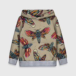 Детская толстовка Мотыльки-черепа