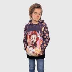 Толстовка-худи детская КЛИ ГЕРОИНЯ ГЕНШИН ИМПАКТ, НЕОНОВЫЕ СИМВОЛЫ, цвет: 3D-черный — фото 2