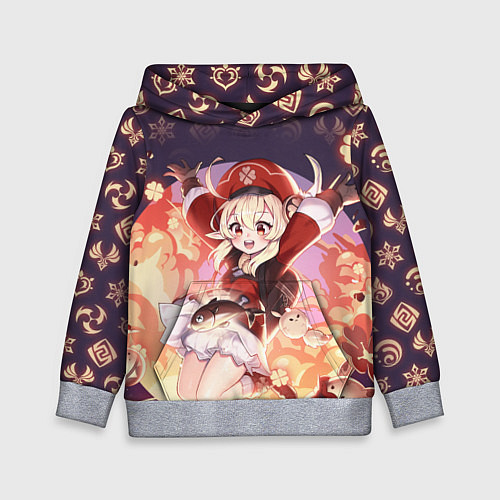 Детская толстовка КЛИ ГЕРОИНЯ ГЕНШИН ИМПАКТ, НЕОНОВЫЕ СИМВОЛЫ / 3D-Меланж – фото 1