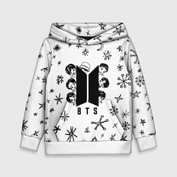 Толстовка-худи детская ЛОГОТИП БТС LOGO BTS, цвет: 3D-белый