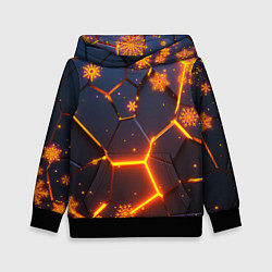 Детская толстовка НОВОГОДНИЕ ОГНЕННЫЕ 3D ПЛИТЫ FIRE NEON HEXAGON