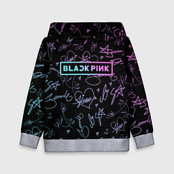 Толстовка-худи детская NEON BLACKPINK АВТОГРАФЫ, цвет: 3D-меланж