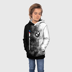 Толстовка-худи детская БМВ Черно-белый логотип, цвет: 3D-черный — фото 2