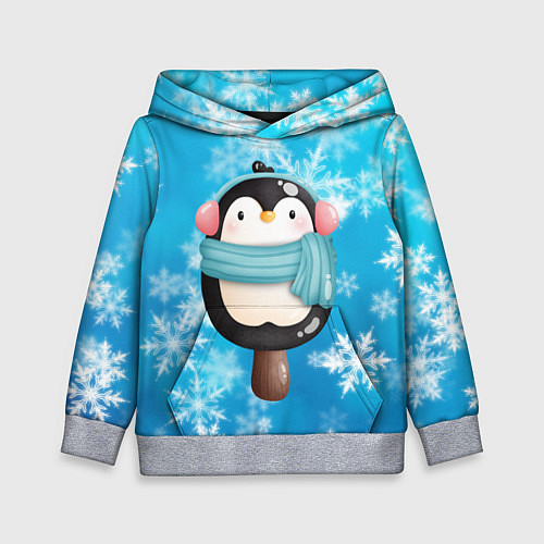 Детская толстовка Пингвин - эскимо Новый год / 3D-Меланж – фото 1