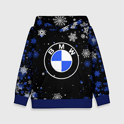 Толстовка-худи детская НОВОГОДНИЙ БМВ НОВЫЙ ГОД BMW, цвет: 3D-синий