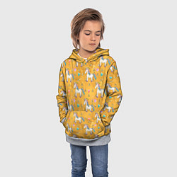 Толстовка-худи детская Единороги на желтом фоне, цвет: 3D-меланж — фото 2